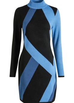 Online Vestido de punto jacquard con rayas modernas Mujer Vestidos|Ropa De Punto