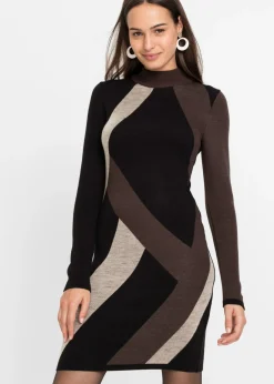 Vestido de punto jacquard con rayas modernas Mujer Vestidos|Ropa De Punto