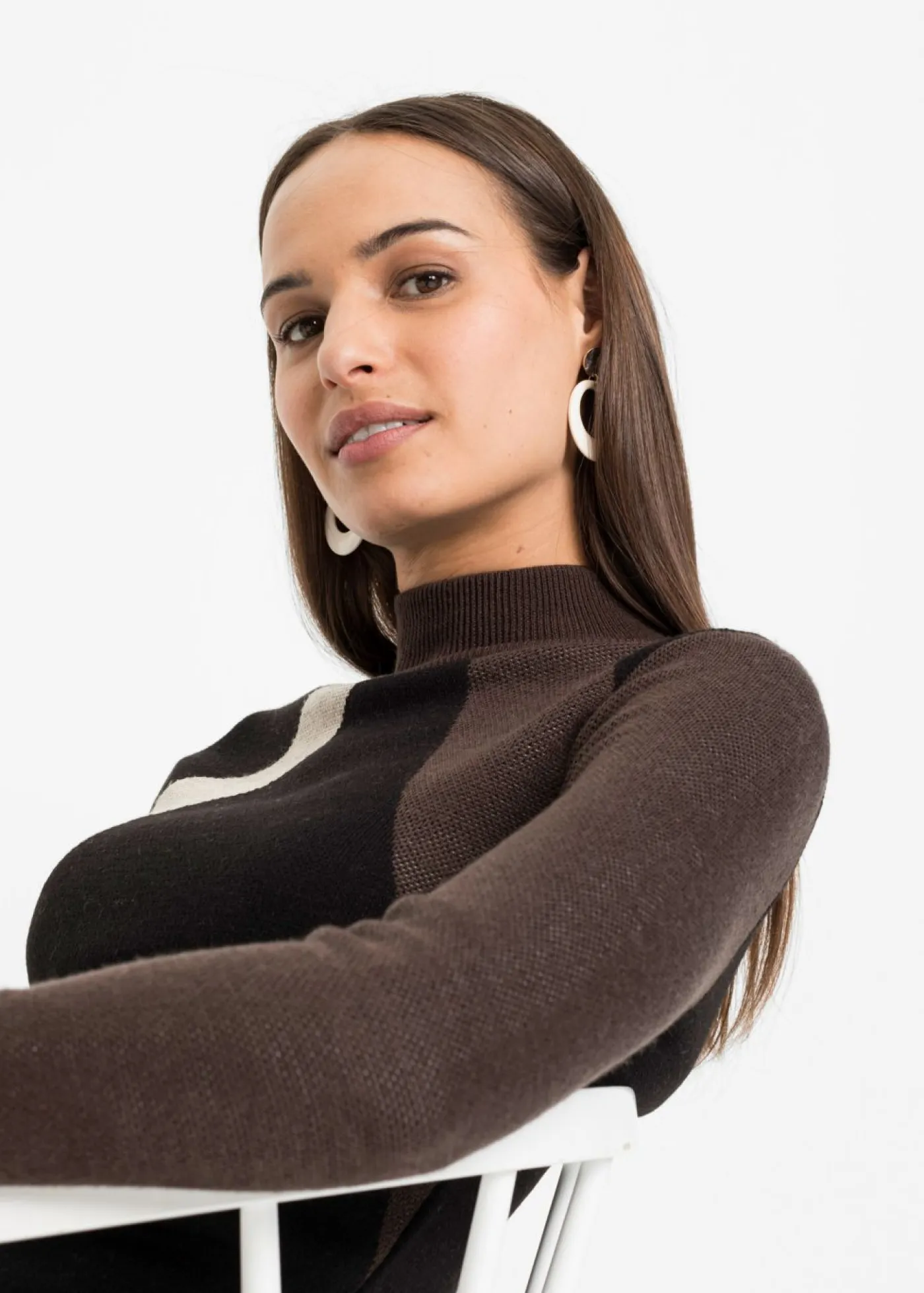 Vestido de punto jacquard con rayas modernas Mujer Vestidos|Ropa De Punto