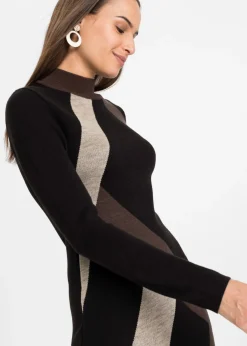 Vestido de punto jacquard con rayas modernas Mujer Vestidos|Ropa De Punto