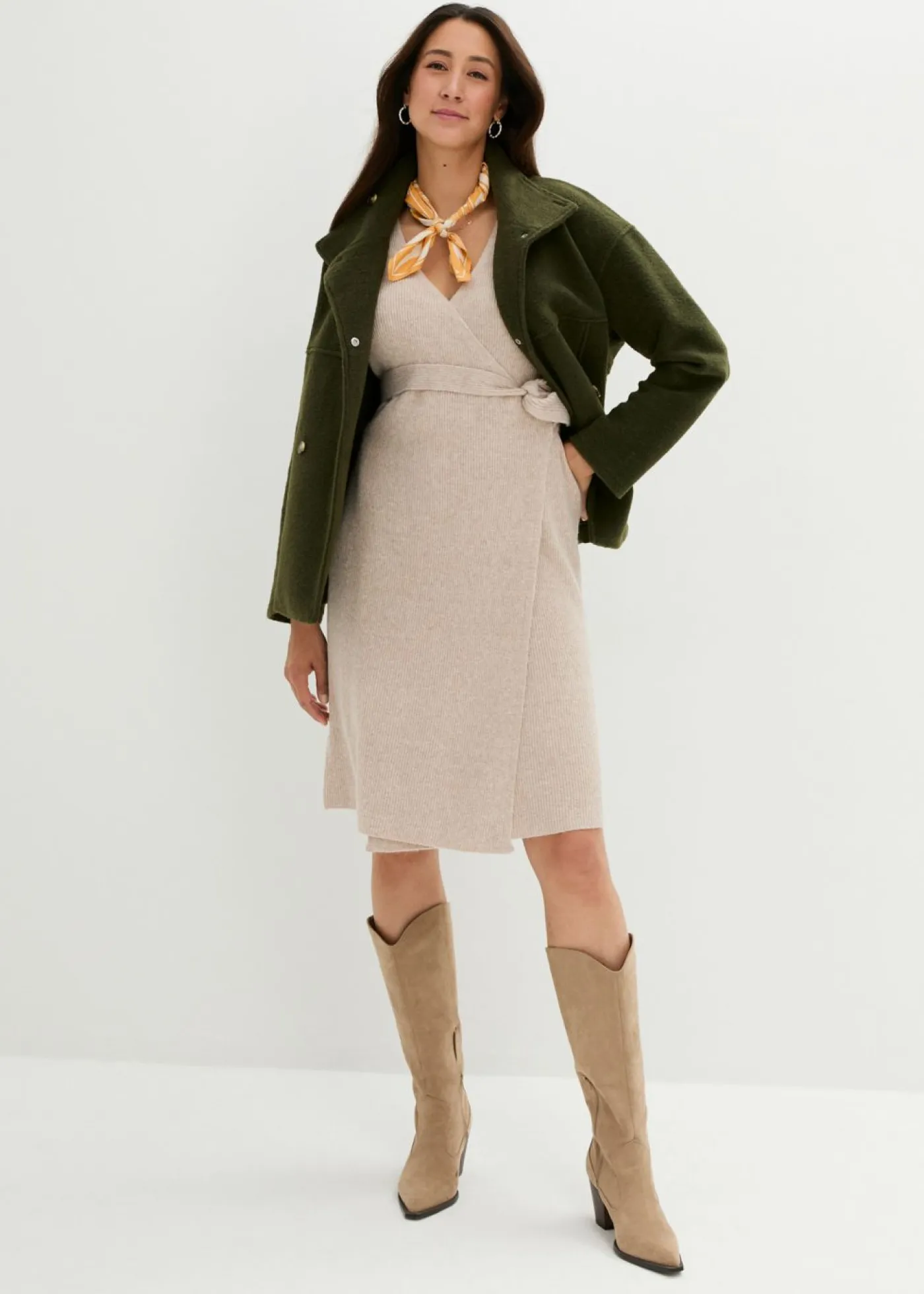 Sale Vestido de punto suave para el embarazo y la lactancia con mangas 3/4 Mujer Premamá