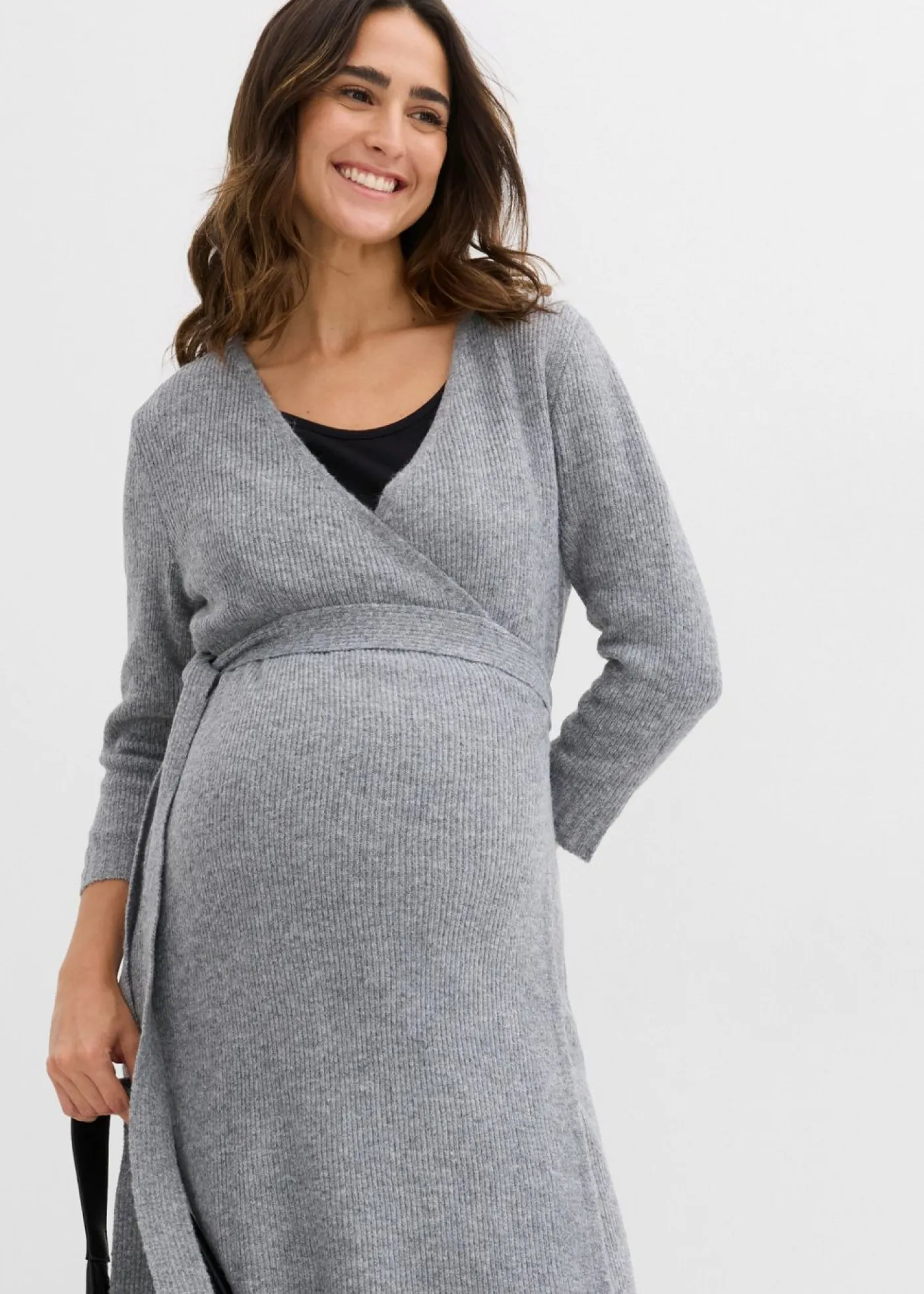Vestido de punto suave para el embarazo y la lactancia con mangas 3/4 Mujer Premamá