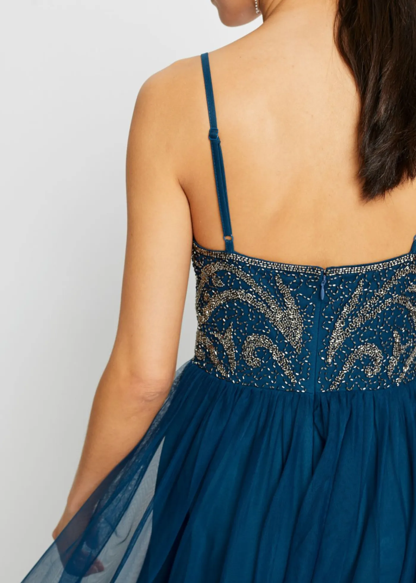 Best Vestido de tirantes con bordado de perlas Mujer Vestidos|Ropa Elegante