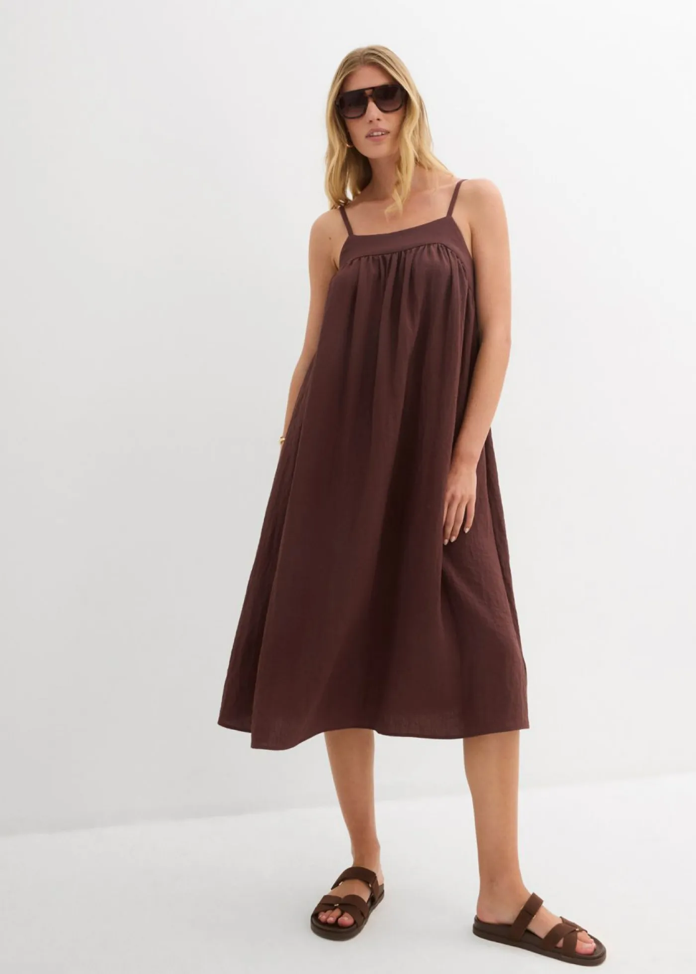 Outlet Vestido de tirantes de mezcla suave de viscosa Mujer Vestidos