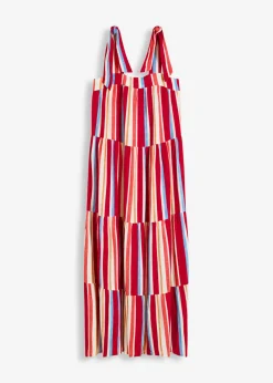 Best Vestido de tirantes de viscosa estructurada de rayas Mujer Vestidos