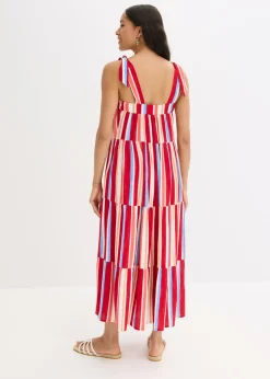Best Vestido de tirantes de viscosa estructurada de rayas Mujer Vestidos