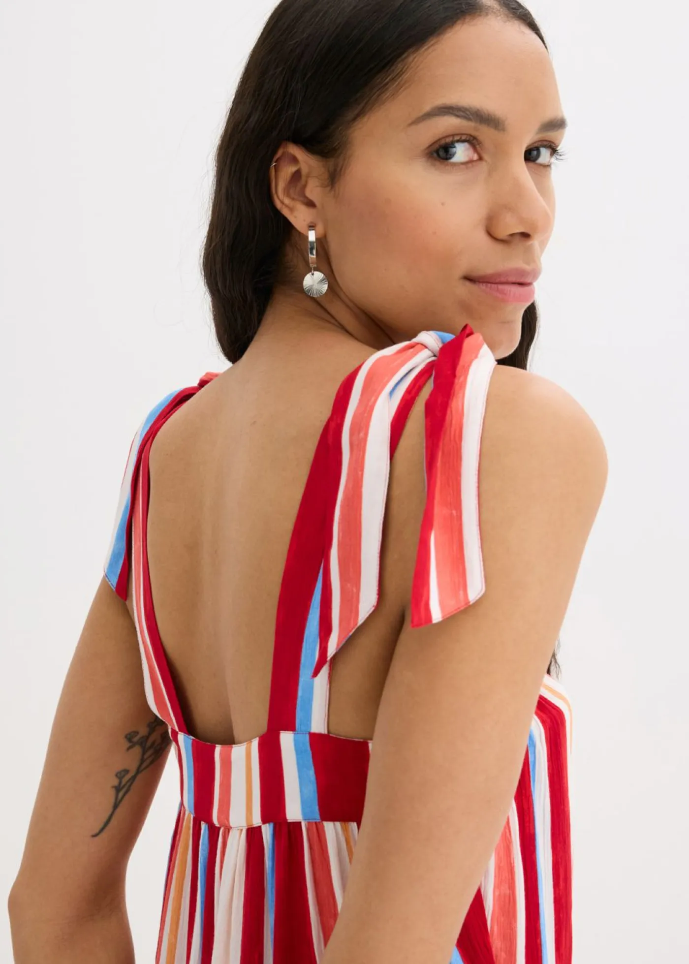 Best Vestido de tirantes de viscosa estructurada de rayas Mujer Vestidos