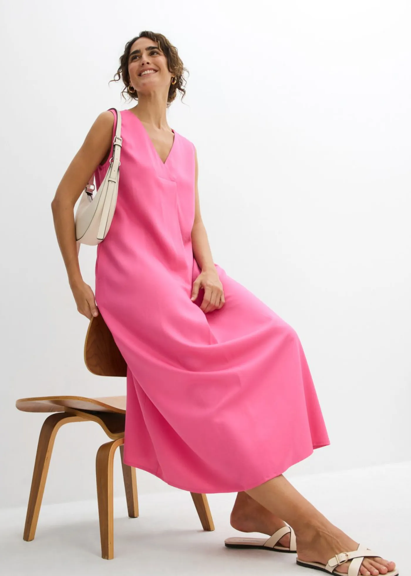 Vestido de tirantes de viscosa fluida Mujer Vestidos