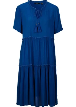 Best Vestido de viscosa arrugada hasta la rodilla con detalle en el escote Mujer Vestidos
