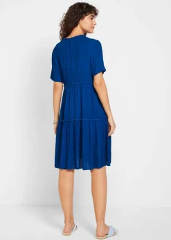 Best Vestido de viscosa arrugada hasta la rodilla con detalle en el escote Mujer Vestidos