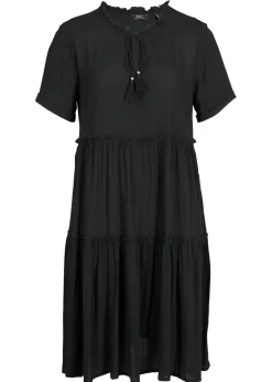 Best Vestido de viscosa arrugada hasta la rodilla con detalle en el escote Mujer Vestidos