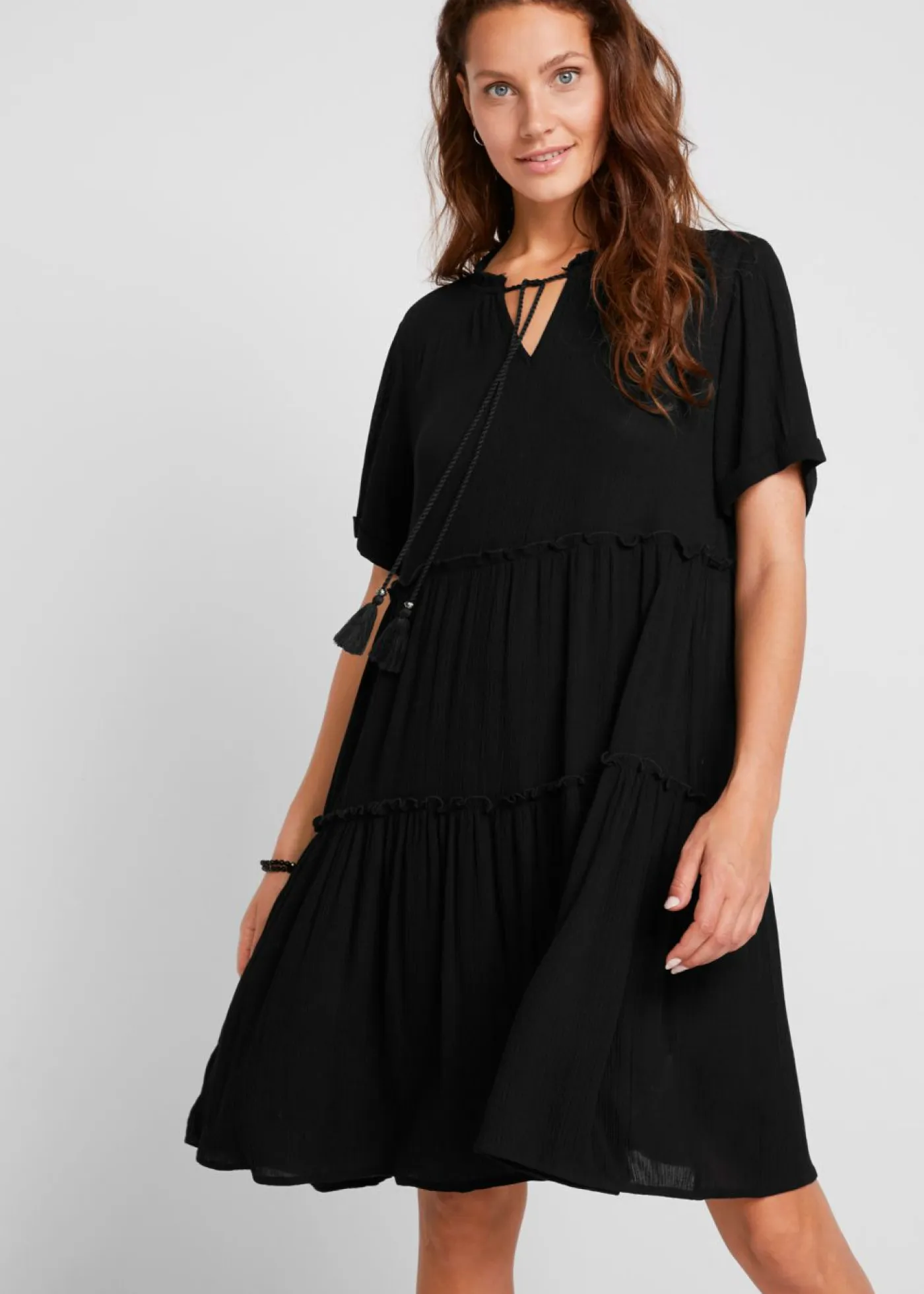 Best Vestido de viscosa arrugada hasta la rodilla con detalle en el escote Mujer Vestidos