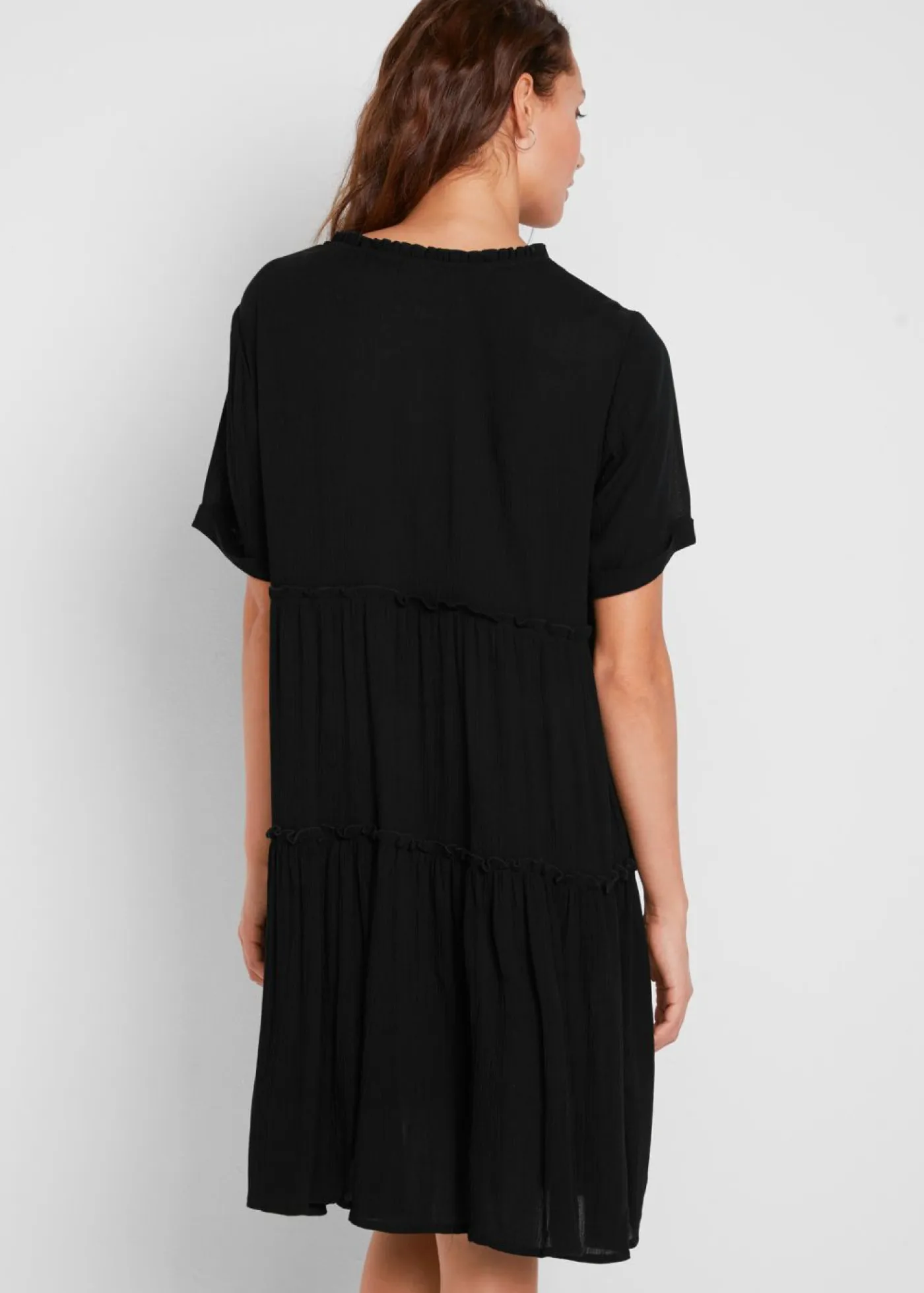 Best Vestido de viscosa arrugada hasta la rodilla con detalle en el escote Mujer Vestidos