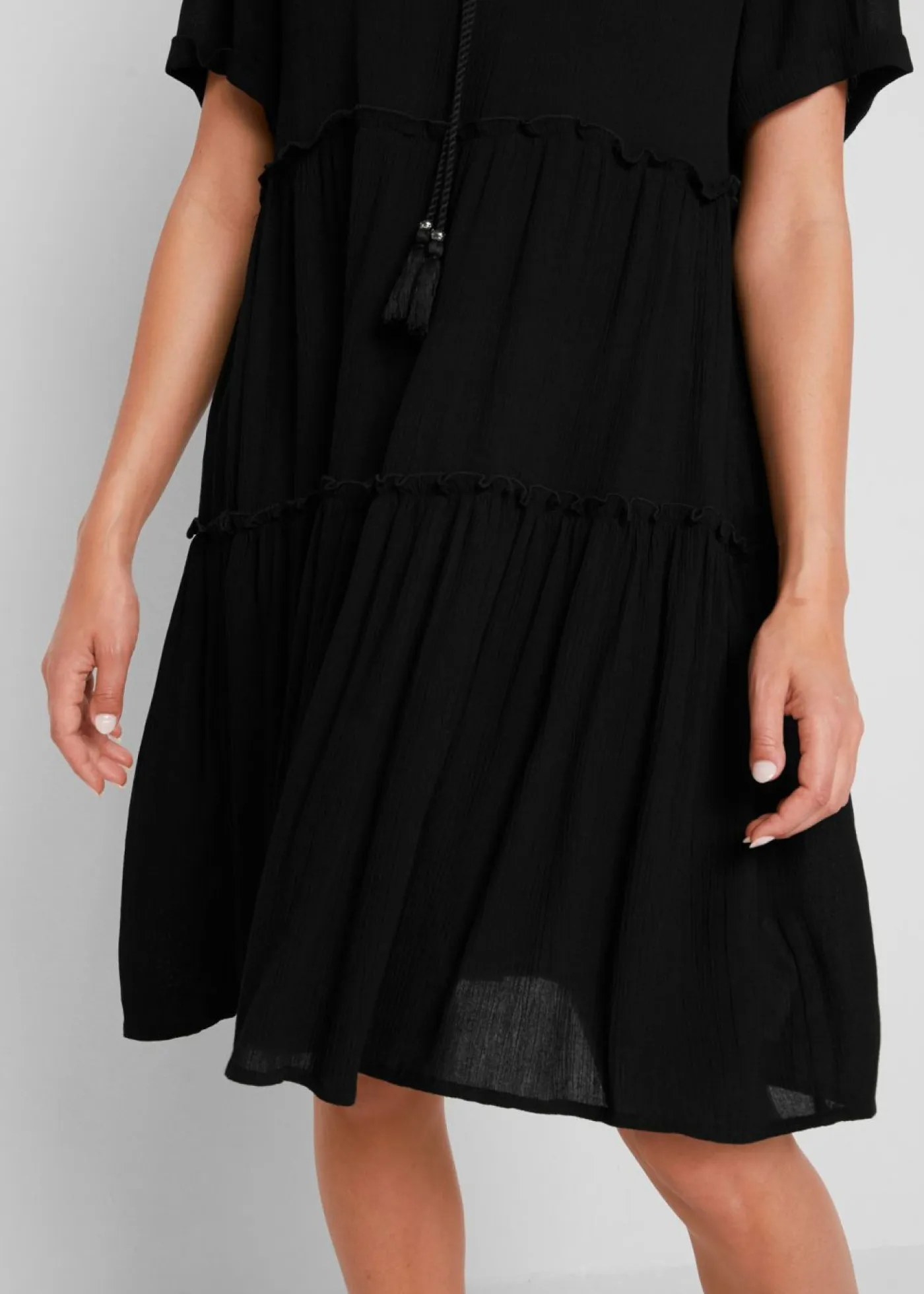Best Vestido de viscosa arrugada hasta la rodilla con detalle en el escote Mujer Vestidos