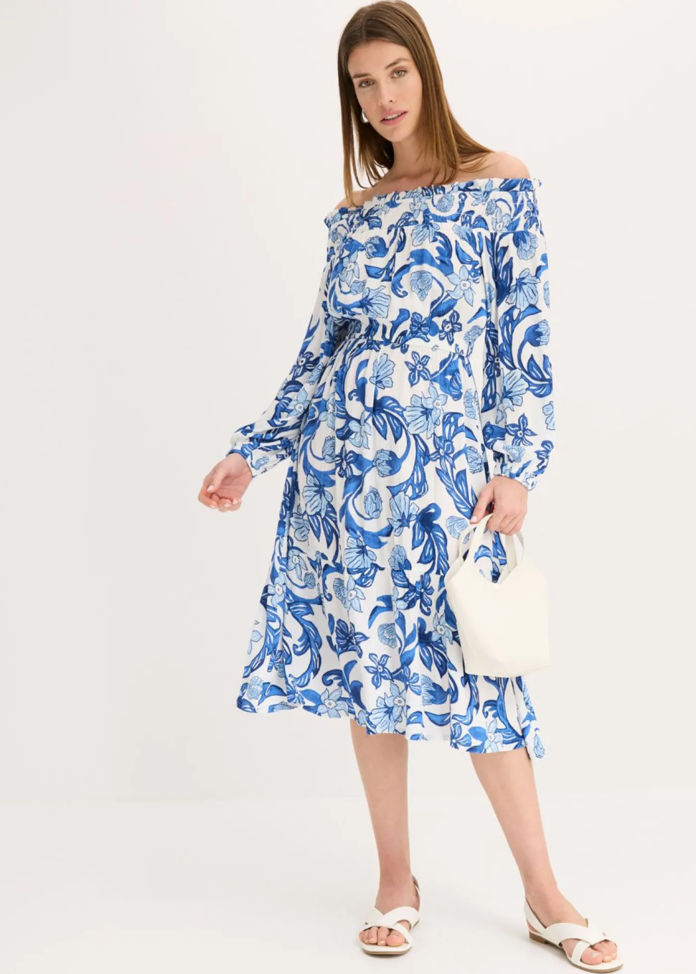 Best Vestido de viscosa estructurada con escote bañera Mujer Vestidos