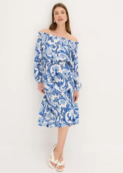 Best Vestido de viscosa estructurada con escote bañera Mujer Vestidos