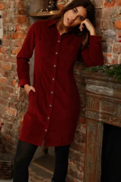 Discount Vestido elástico de pana Mujer Vestidos