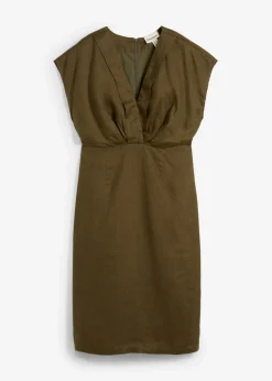 New Vestido entallado de lino puro Mujer Premium|Vestidos