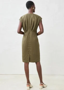 New Vestido entallado de lino puro Mujer Premium|Vestidos