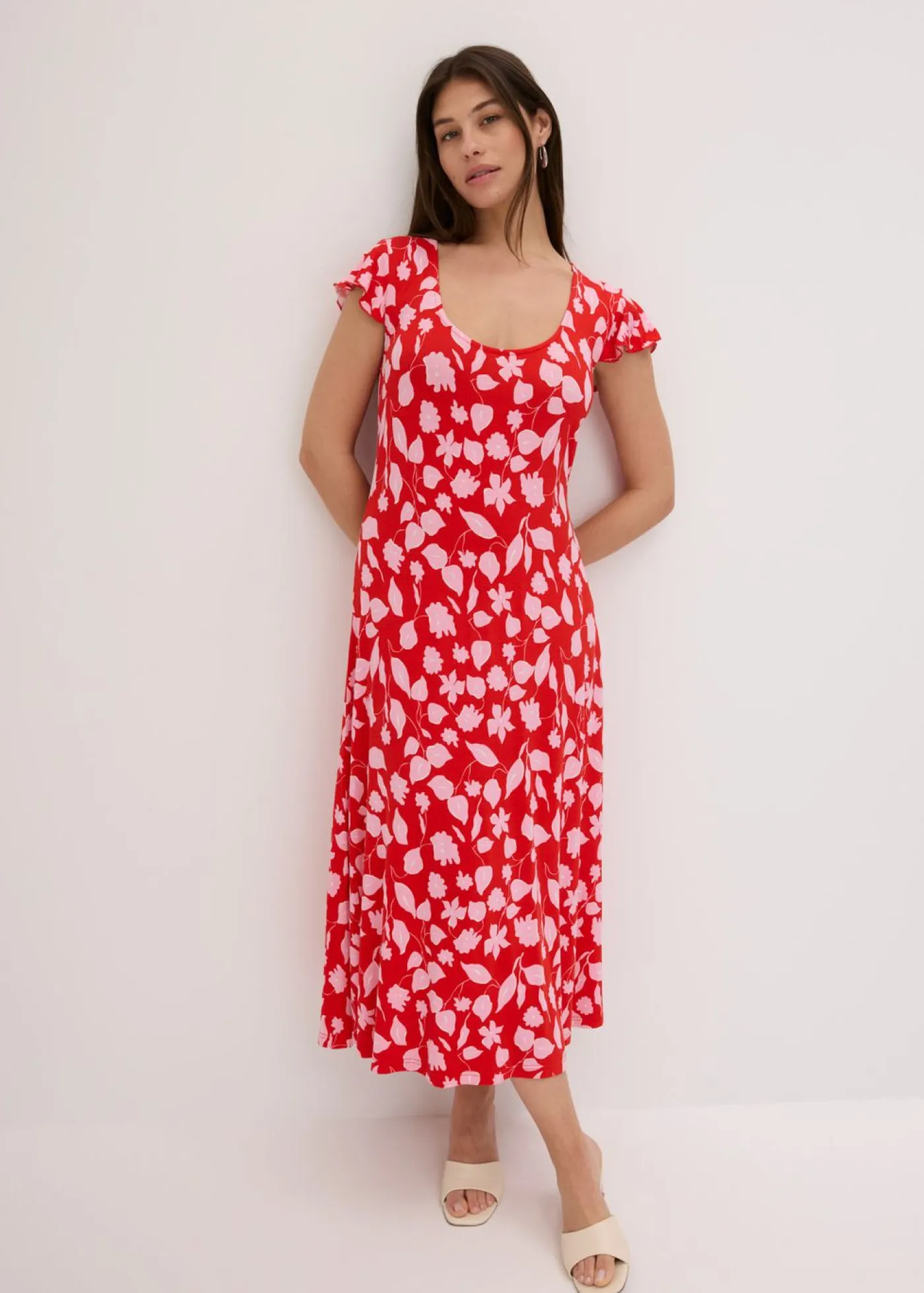 Outlet Vestido estampado de punto de mezcla de viscosa suave Mujer Vestidos|Novedades