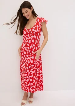 Outlet Vestido estampado de punto de mezcla de viscosa suave Mujer Vestidos|Novedades