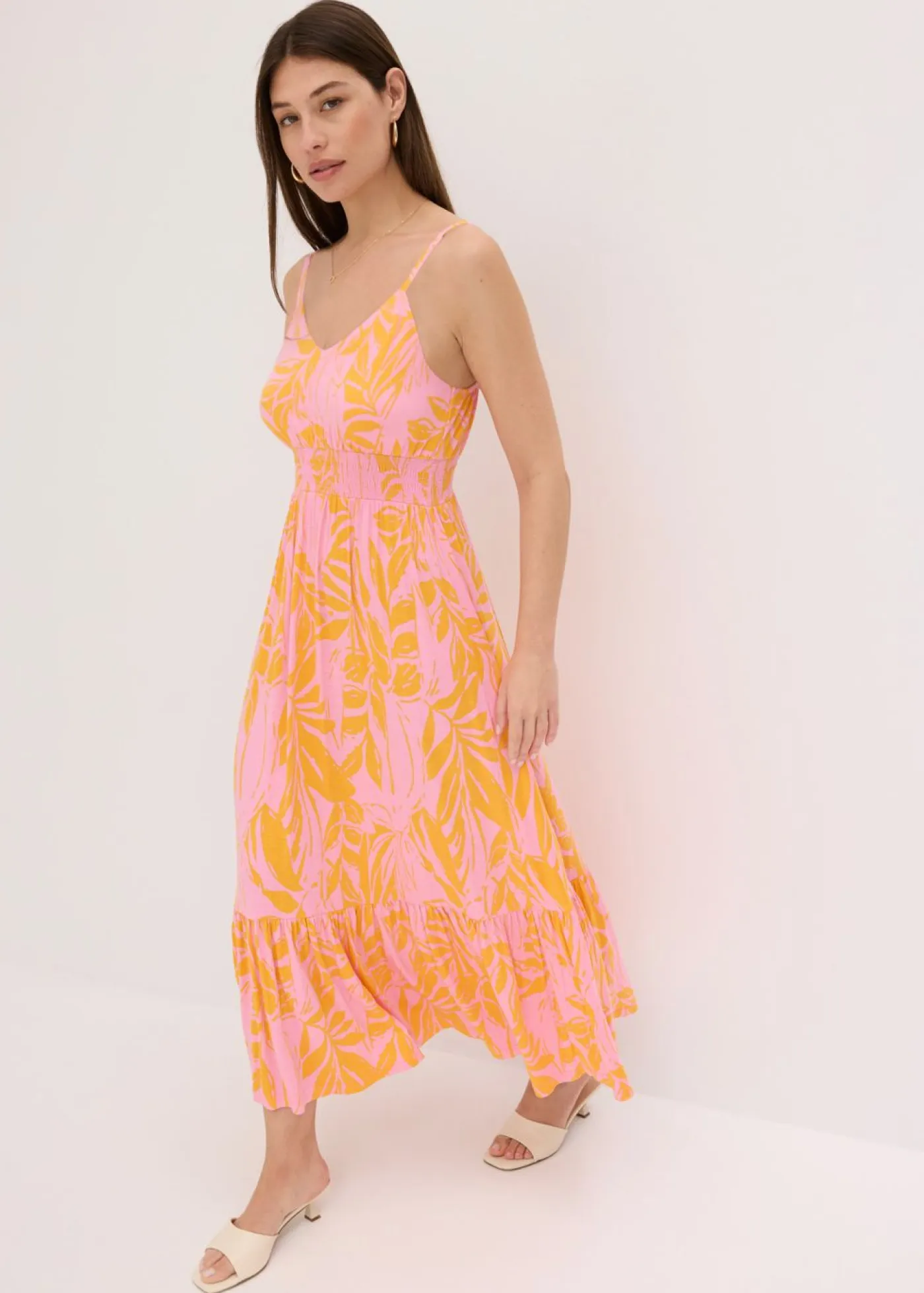 Vestido estampado de tirantes de mezcla de viscosa suave Mujer Vestidos