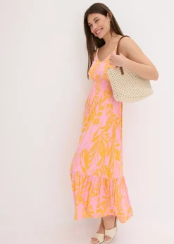 Vestido estampado de tirantes de mezcla de viscosa suave Mujer Vestidos
