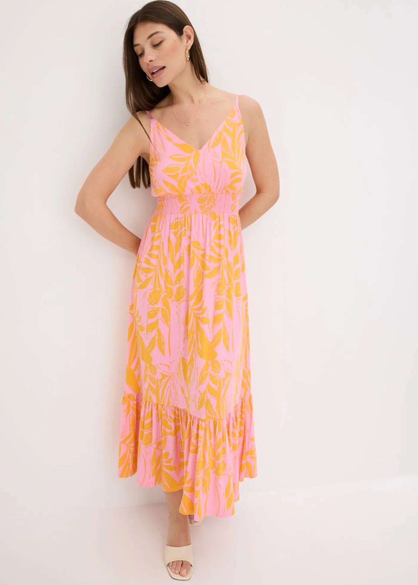 Vestido estampado de tirantes de mezcla de viscosa suave Mujer Vestidos