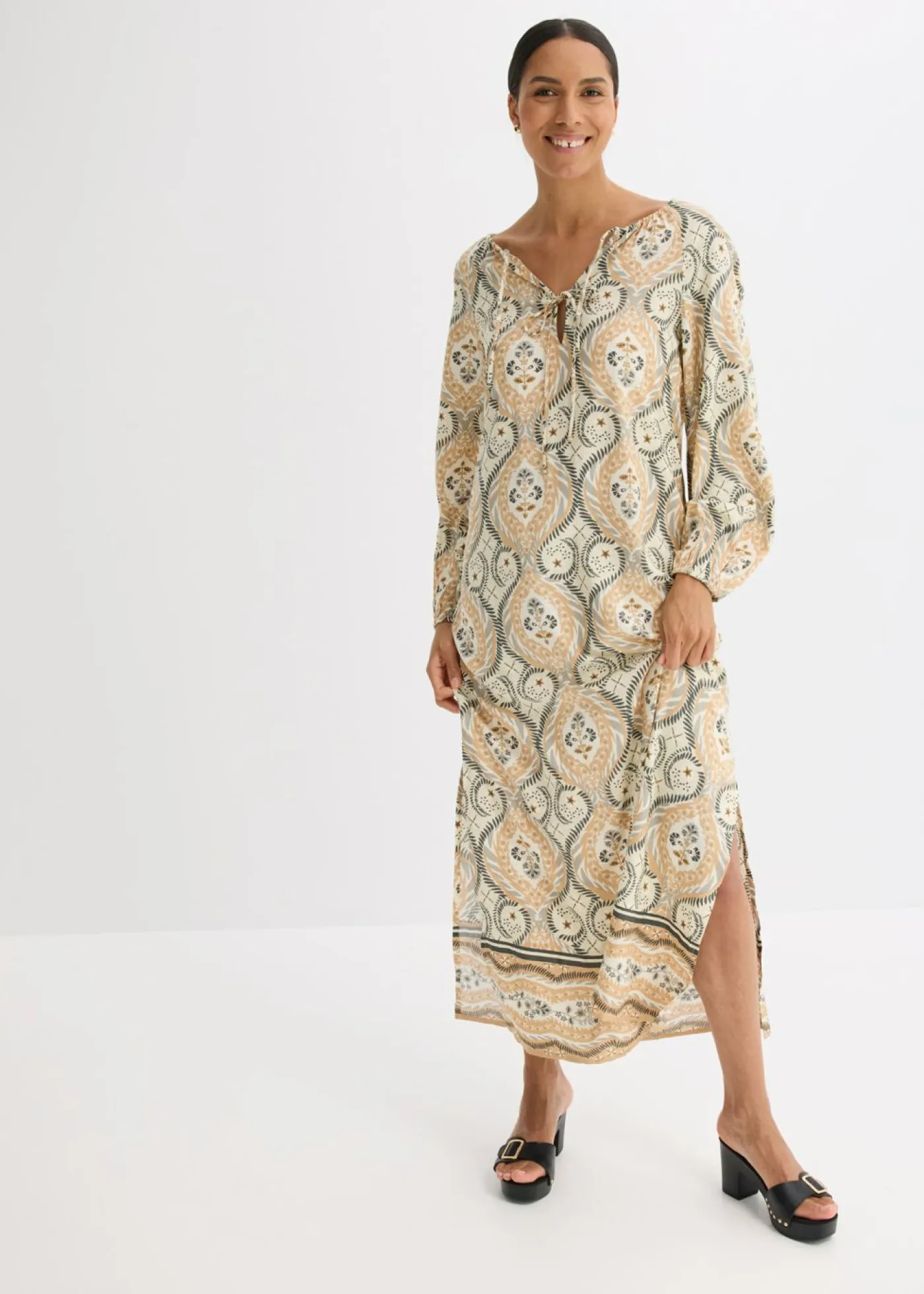 Outlet Vestido estampado tipo caftán de viscosa fluida Mujer Vestidos