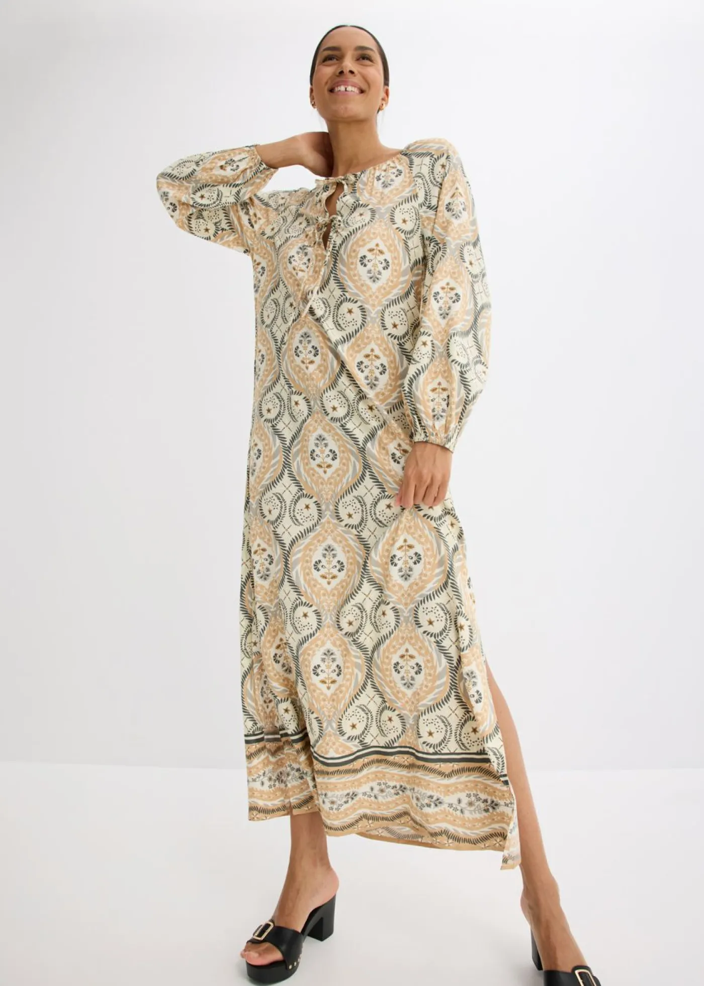 Outlet Vestido estampado tipo caftán de viscosa fluida Mujer Vestidos