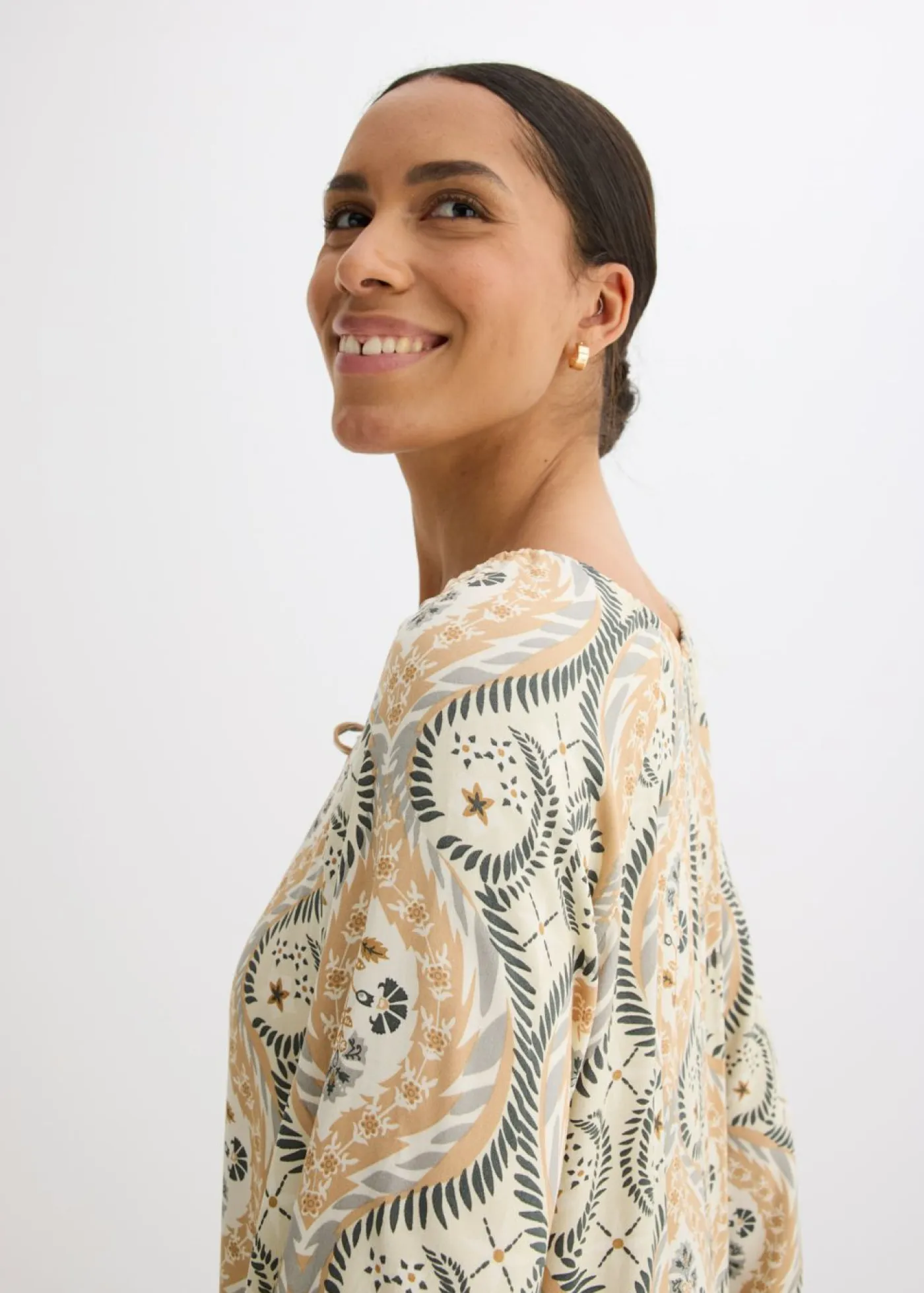 Outlet Vestido estampado tipo caftán de viscosa fluida Mujer Vestidos