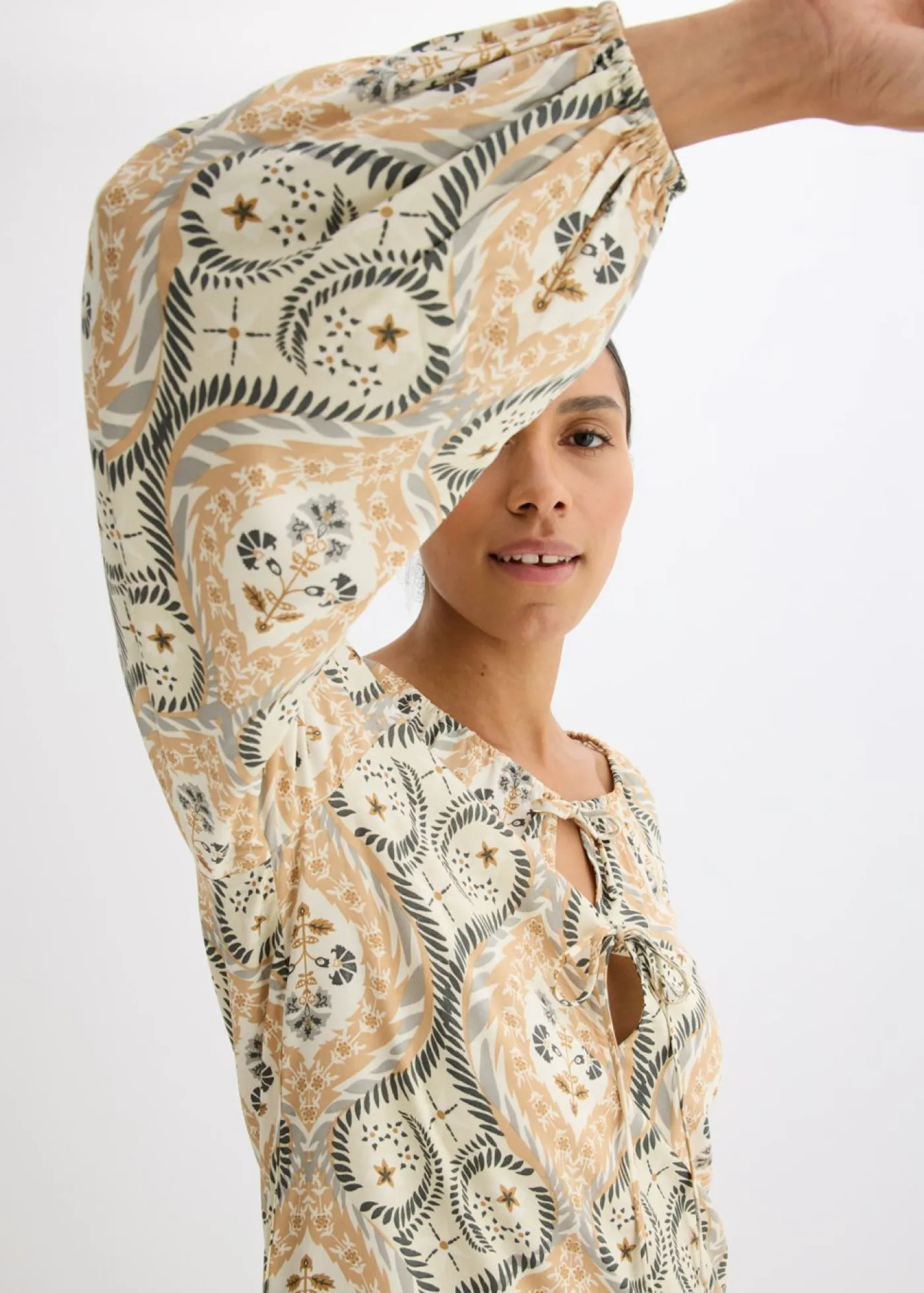 Outlet Vestido estampado tipo caftán de viscosa fluida Mujer Vestidos