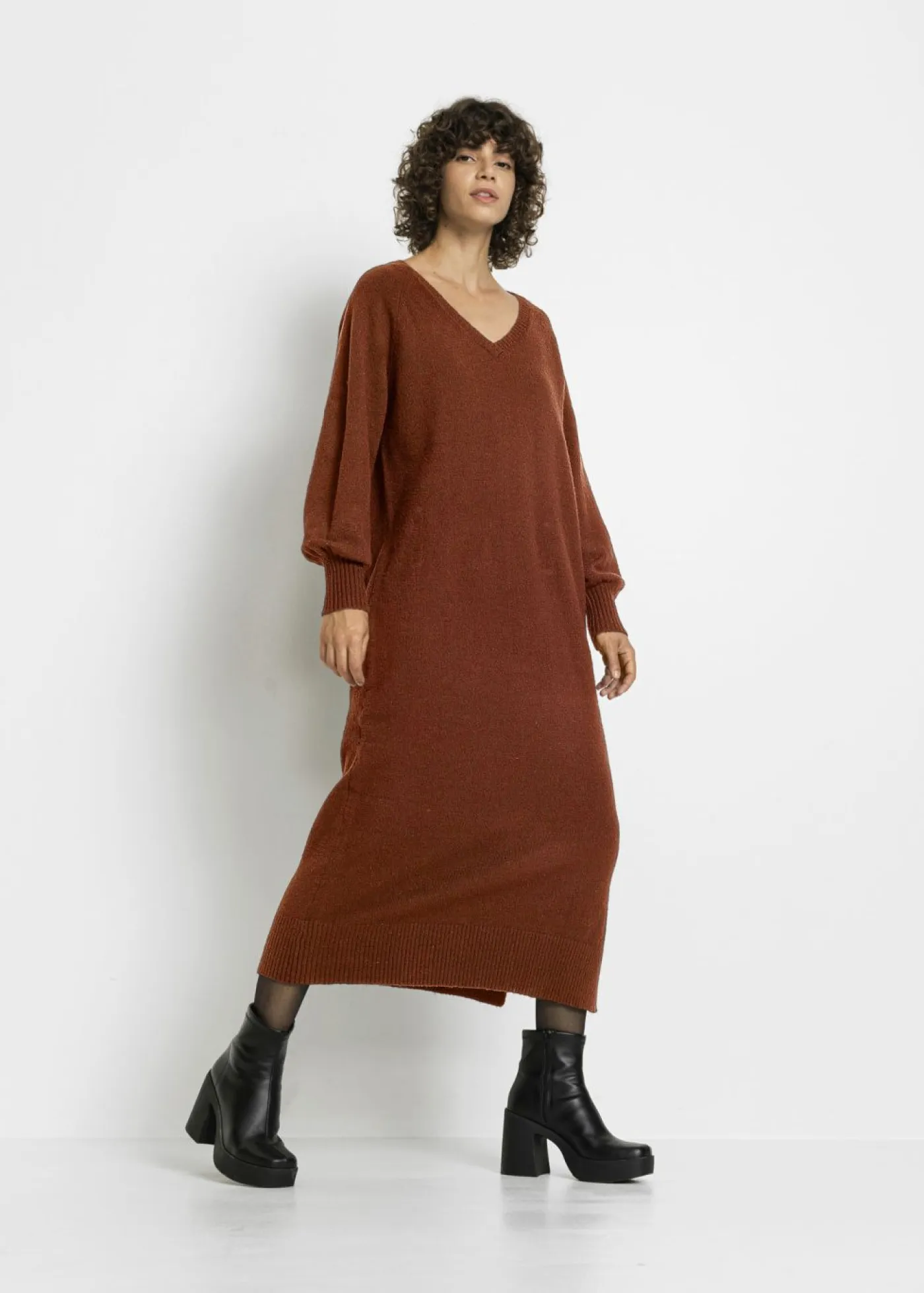 Online Vestido holgado de punto con largo midi Mujer Vestidos|Ropa De Punto