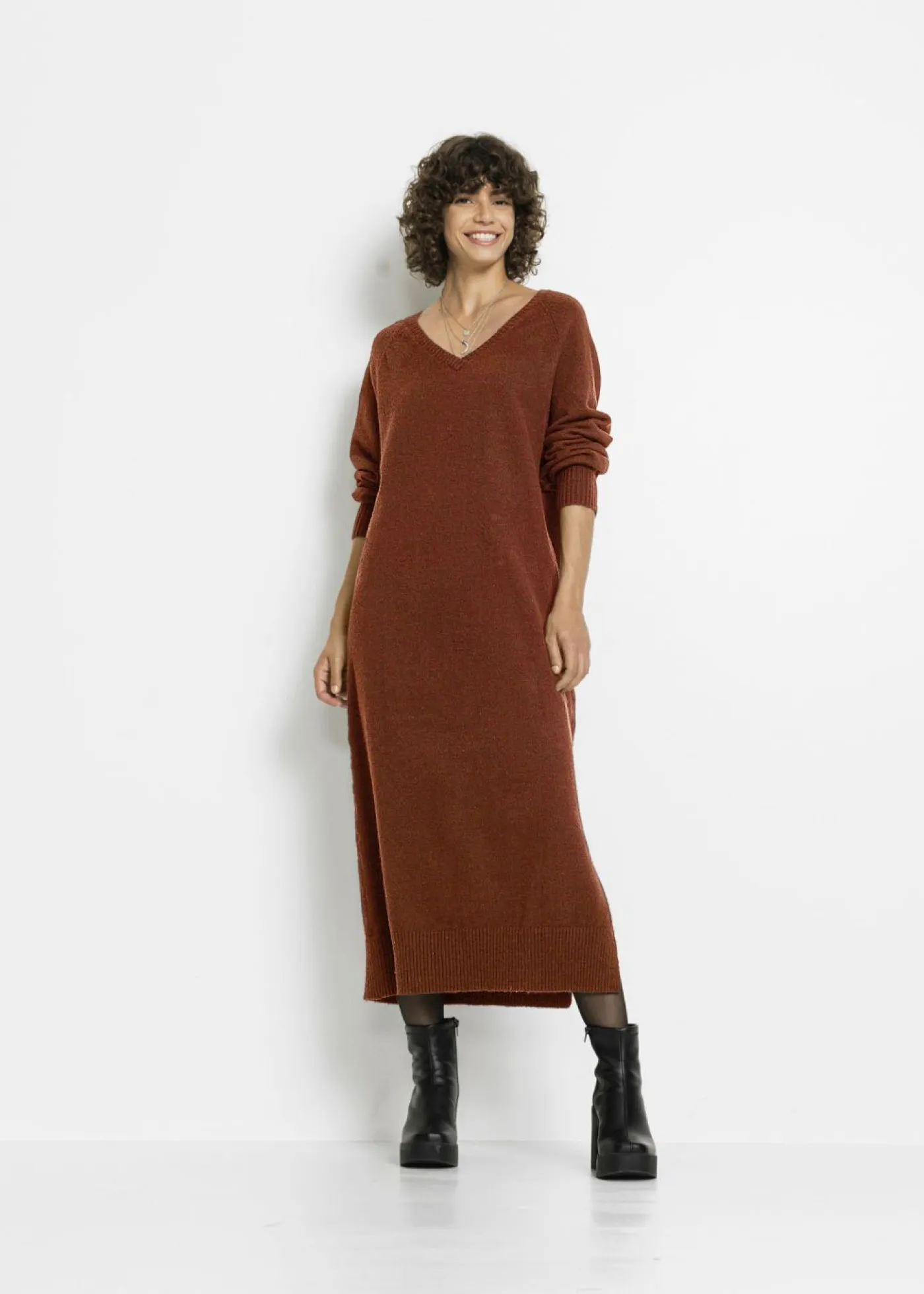 Online Vestido holgado de punto con largo midi Mujer Vestidos|Ropa De Punto