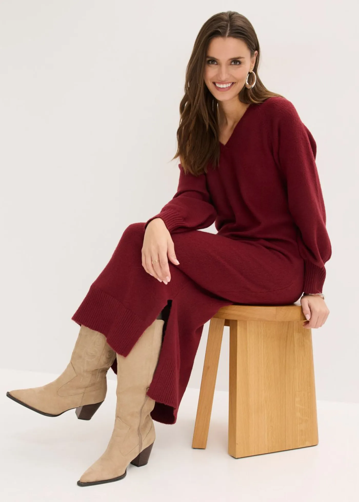 Online Vestido holgado de punto con largo midi Mujer Vestidos|Ropa De Punto