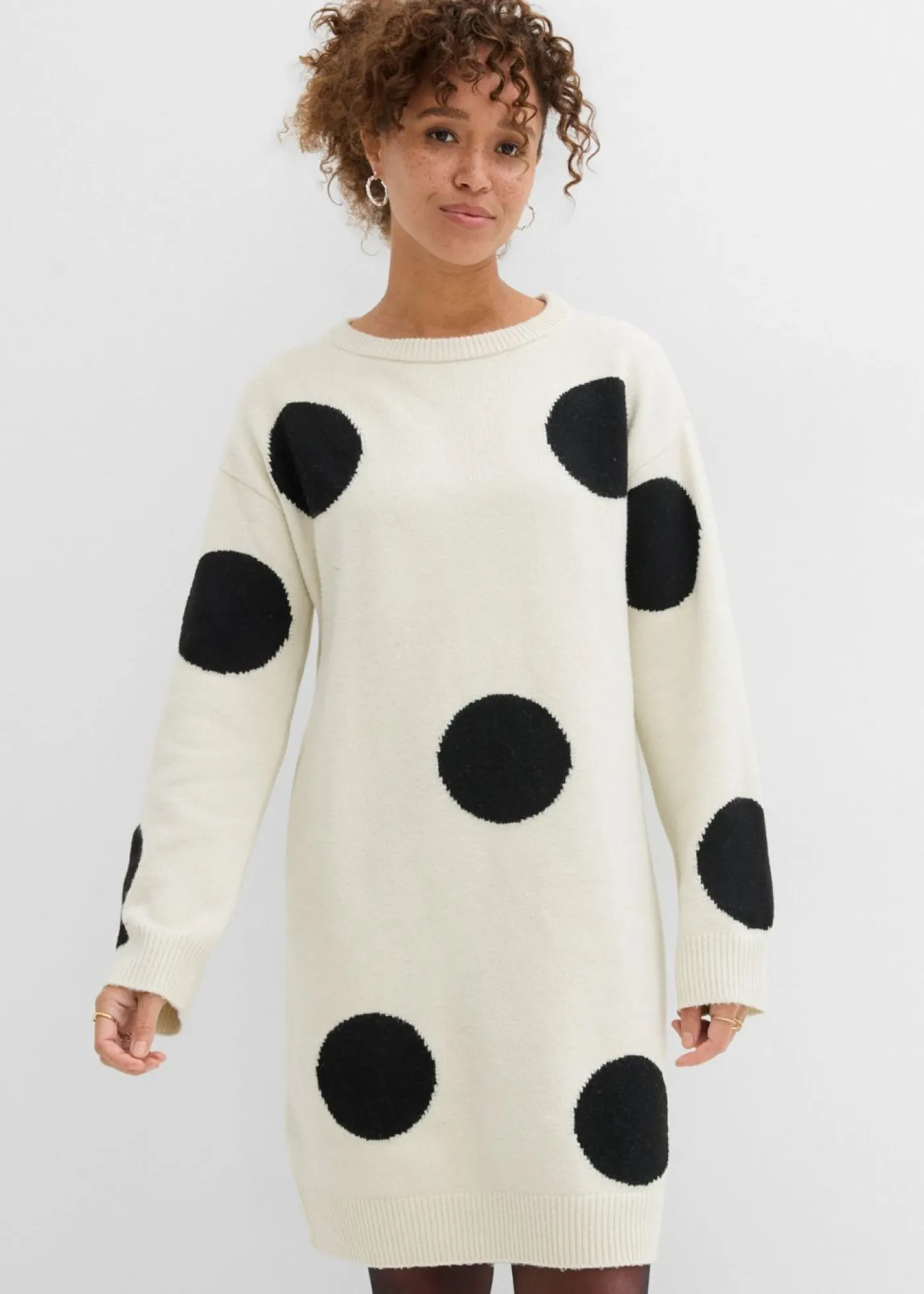Online Vestido holgado de punto con lunares Mujer Vestidos|Ropa De Punto