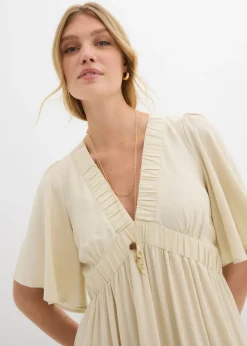 Online Vestido largo a capas de viscosa fluida Mujer Vestidos
