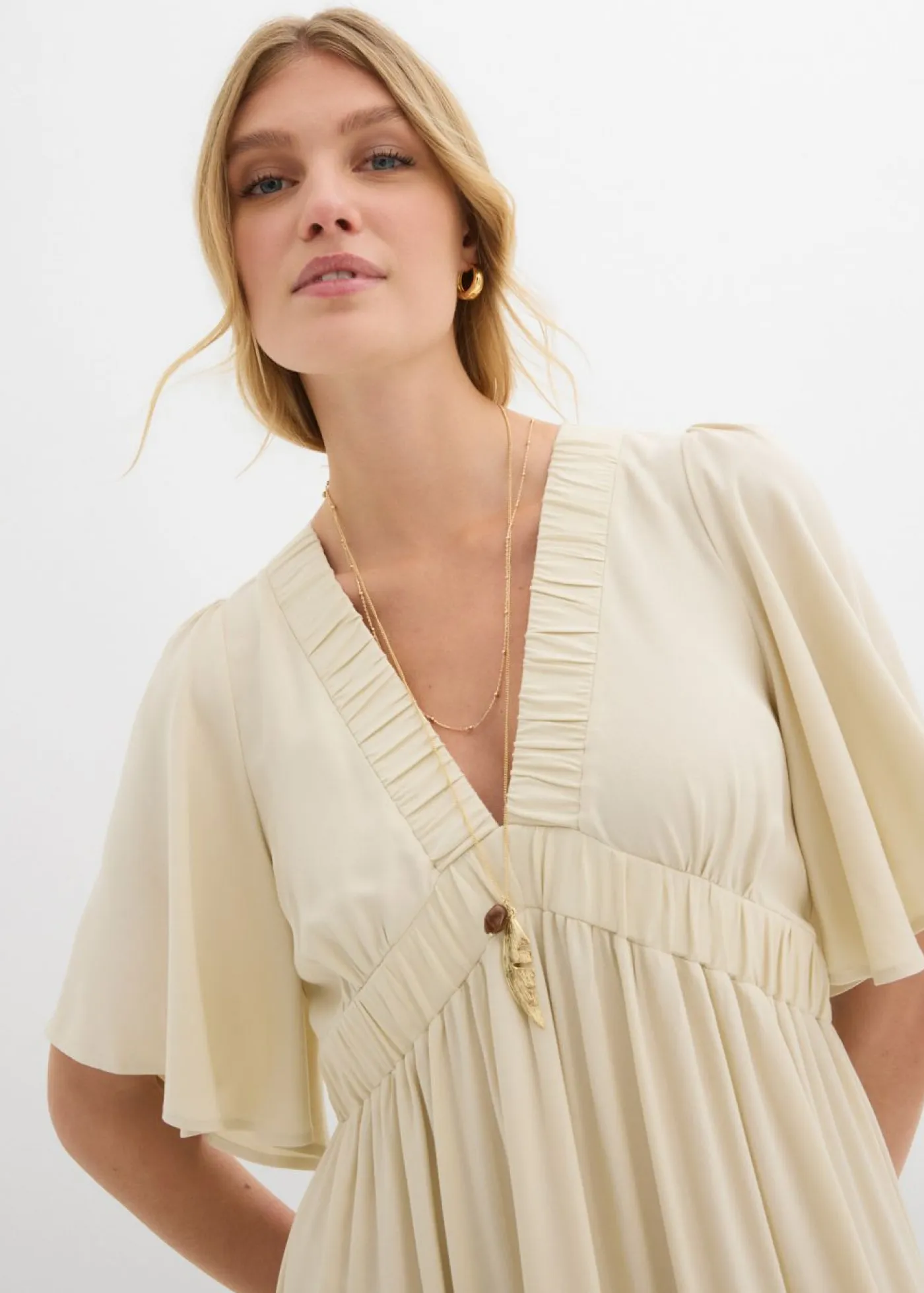 Online Vestido largo a capas de viscosa fluida Mujer Vestidos