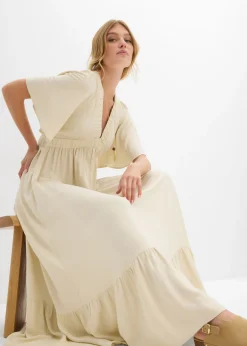 Online Vestido largo a capas de viscosa fluida Mujer Vestidos