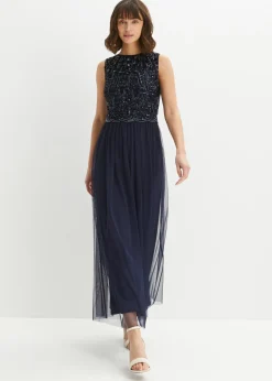 Outlet Vestido largo con bordado de lentejuelas Mujer Vestidos|Tallas Pequeñas