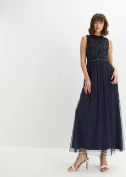 Outlet Vestido largo con bordado de lentejuelas Mujer Vestidos|Tallas Pequeñas