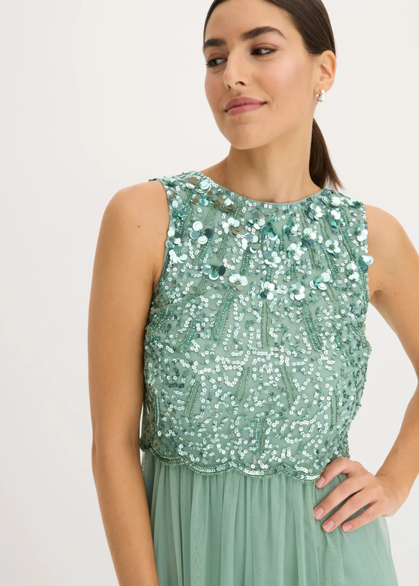 Sale Vestido largo con bordado de lentejuelas Mujer Vestidos|Tallas Pequeñas