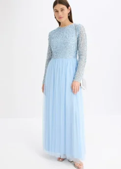 Outlet Vestido largo con bordado de lentejuelas Mujer Vestidos|Ropa Elegante