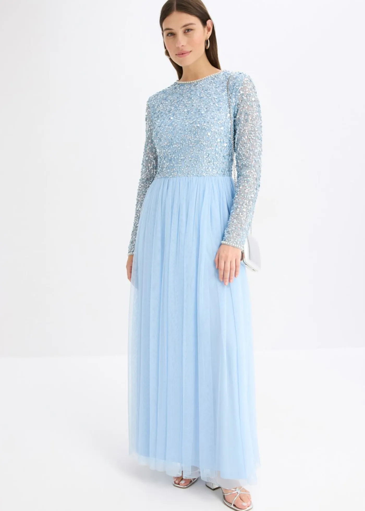 Outlet Vestido largo con bordado de lentejuelas Mujer Vestidos|Ropa Elegante