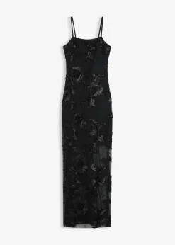 Hot Vestido largo con bordado floral Mujer Vestidos|Ropa Elegante