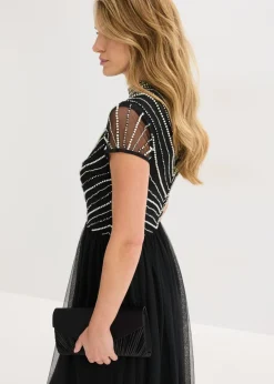 Outlet Vestido largo con bordado de perlas Mujer Vestidos|Ropa Elegante