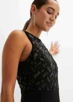 Vestido largo con bordado de lentejuelas Mujer Vestidos|Ropa Elegante