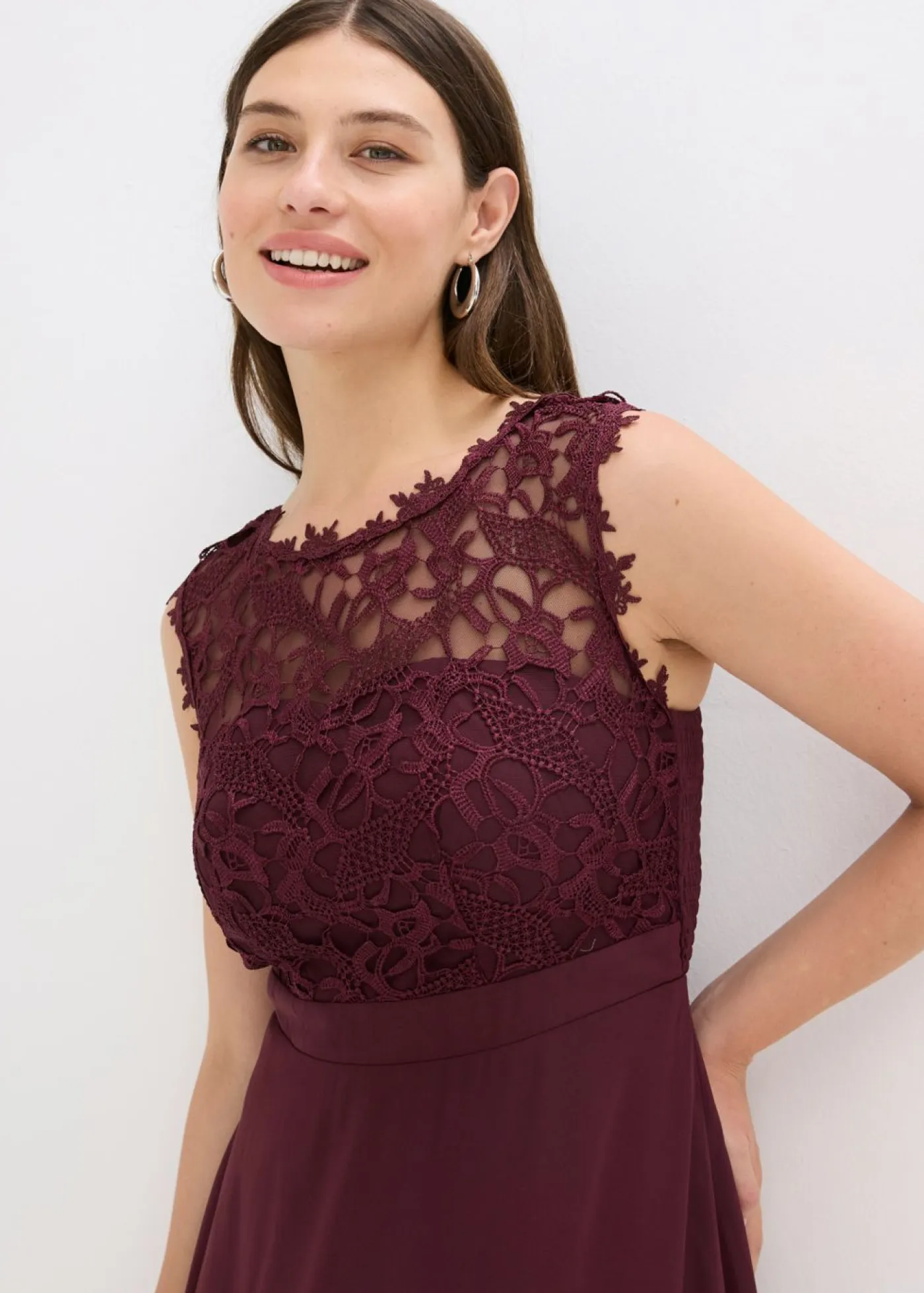 Outlet Vestido largo con encaje Mujer Vestidos|Tallas Pequeñas