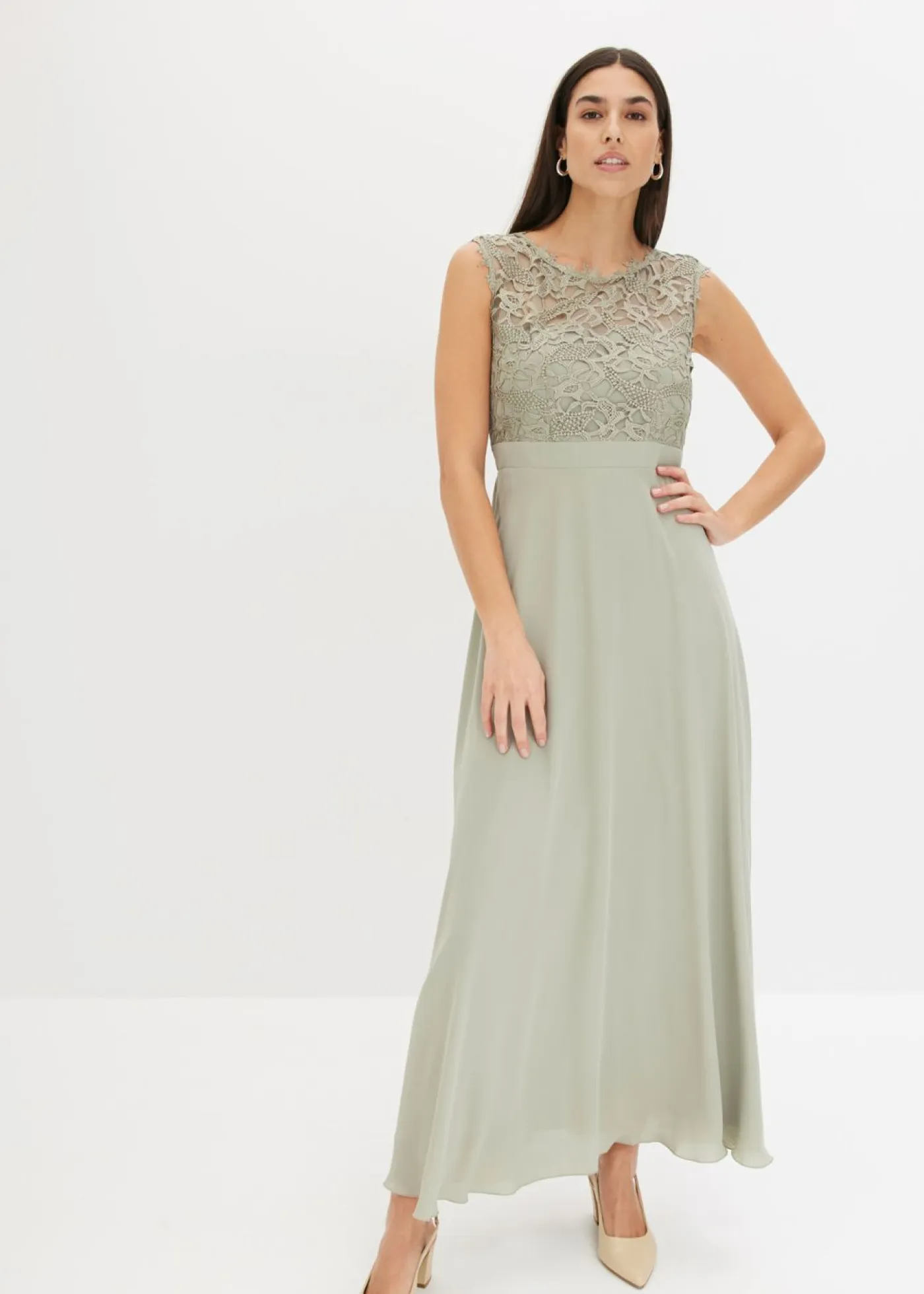 Sale Vestido largo con encaje Mujer Novedades