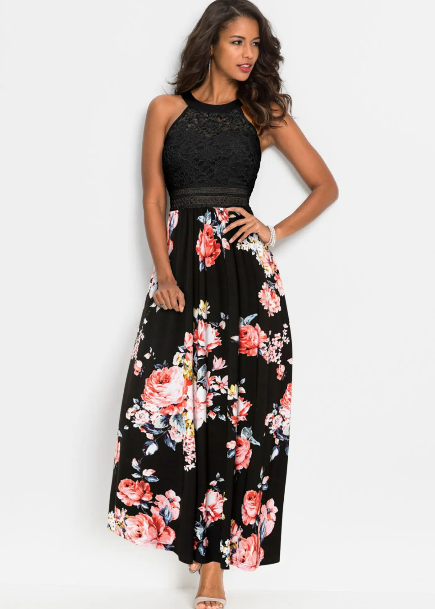 Clearance Vestido largo con estampado floral y encaje Mujer Vestidos